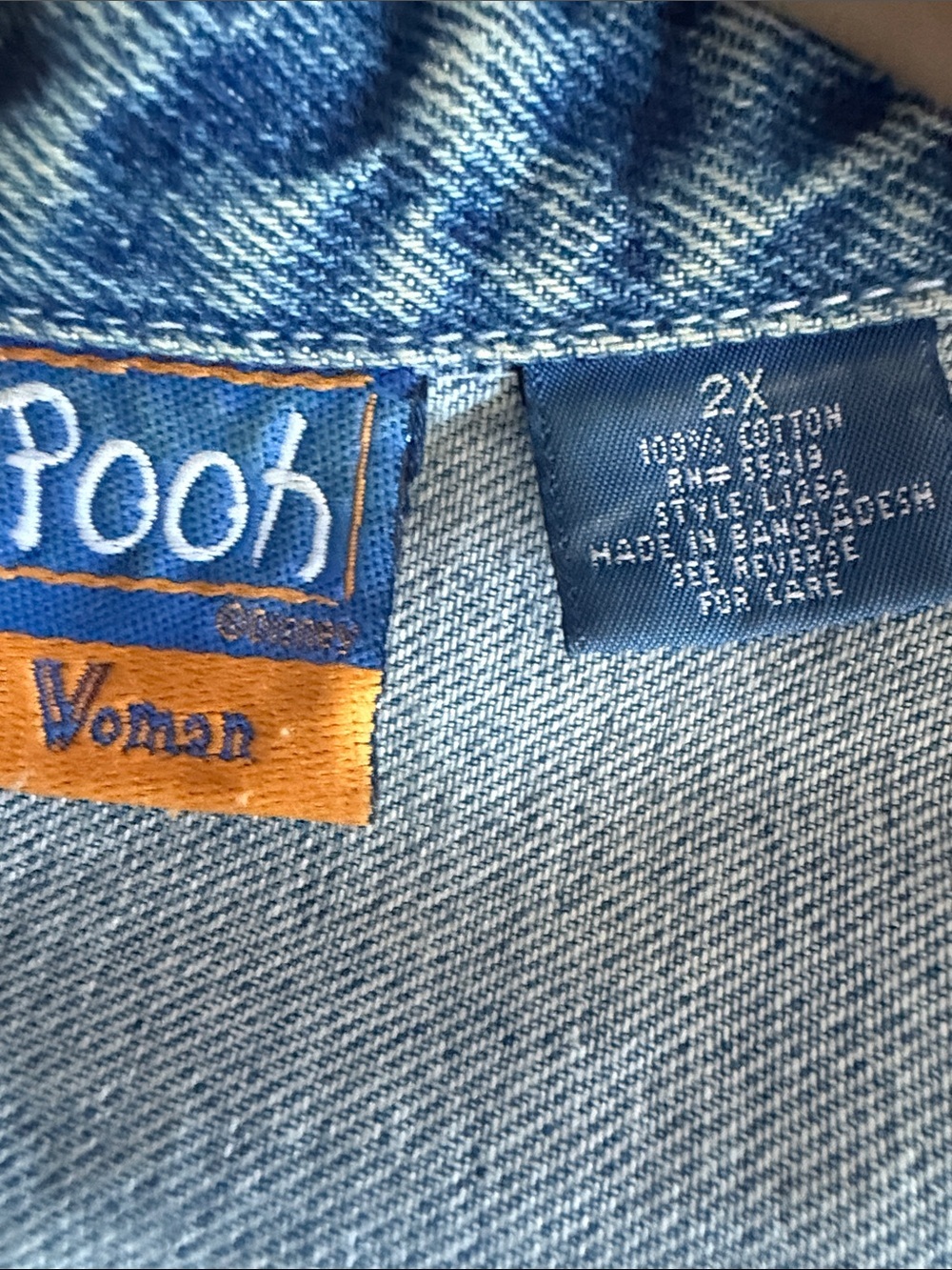 Vintage Disney Tiger Light Wash Denim Jacket  Embroidered Label Size 2X - Picture 10 of 10